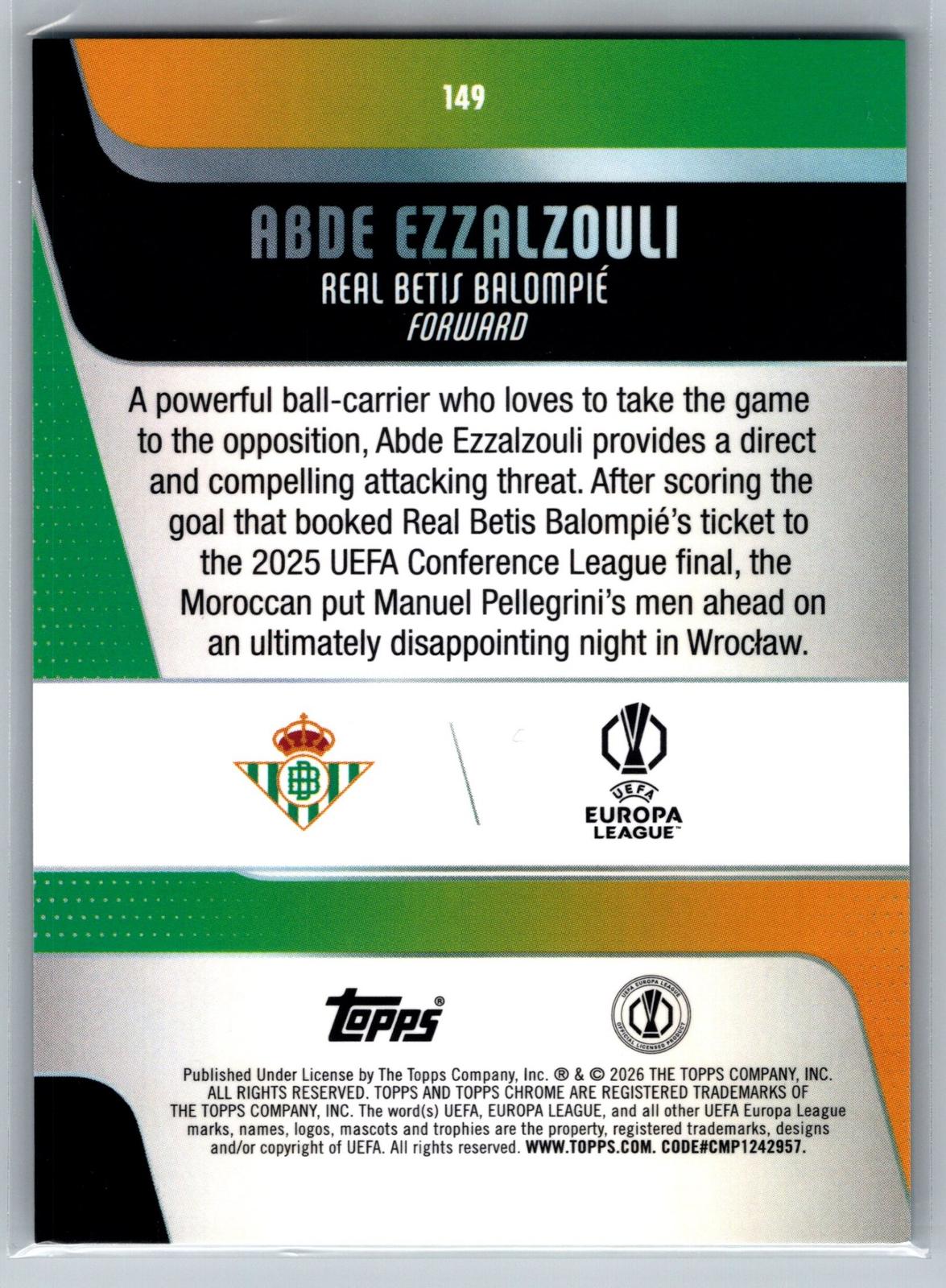 25-26 Topps Chrome UCC #149 Abde Ezzalzouli Teal Lava Refractor