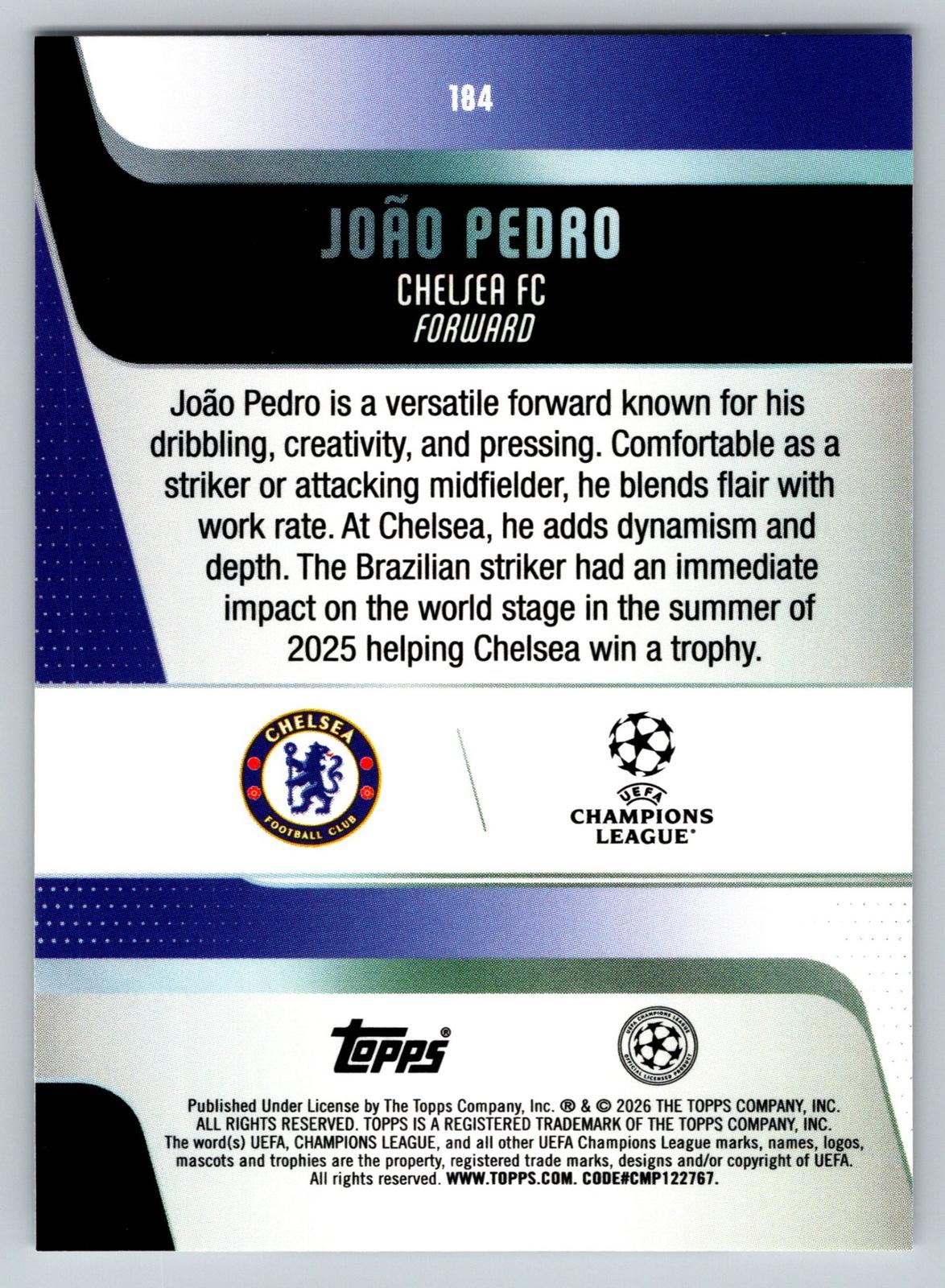 2025-26 Topps UEFA Club Competitions #184 João Pedro - Deck Pulse
