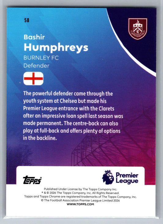 2025-26 Topps Chrome Premier League #58 Bashir Humphreys RayWave Refractor - Deck Pulse