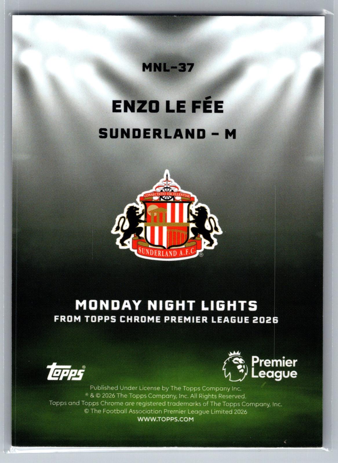 2025-26 Topps Chrome Premier League #MNL-37 Enzo Le Fée Monday Night Lights