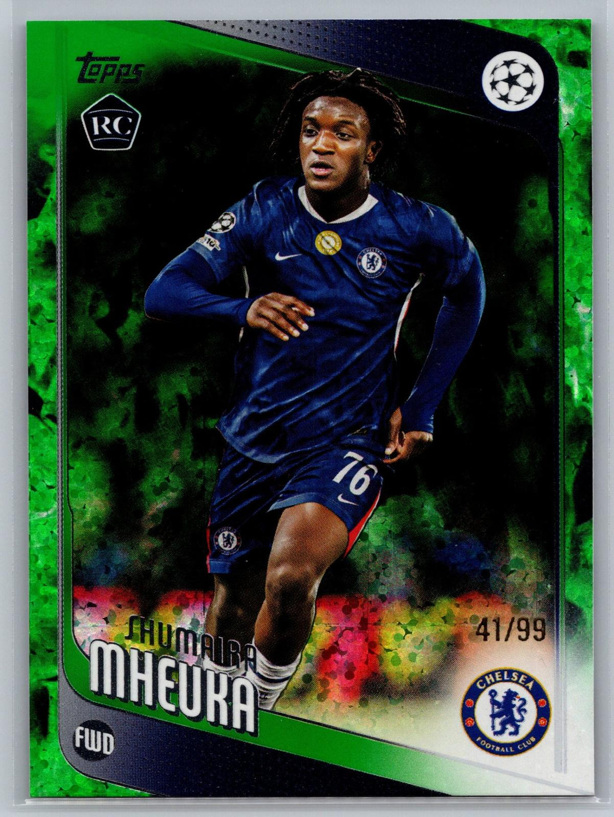 2025-26 Topps UEFA Club Competitions #32 Shumaira Mheuka Green Inferno Holo #/99
