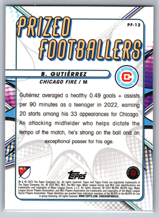 2023 Finest MLS #PF-12 Brian Gutiérrez Prized Footballers - Deck Pulse