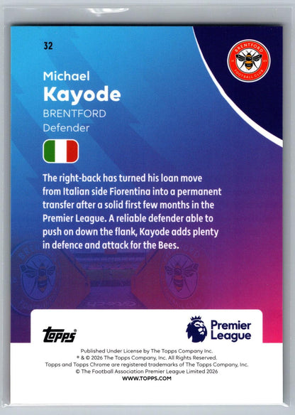 2025-26 Topps Chrome Premier League #32 Michael Kayode Green Refractor #/99