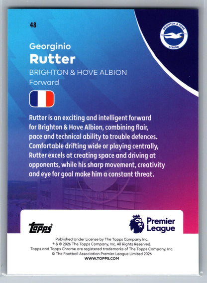 2025-26 Topps Chrome Premier League #48 Georginio Rutter Aqua Refractor #/199