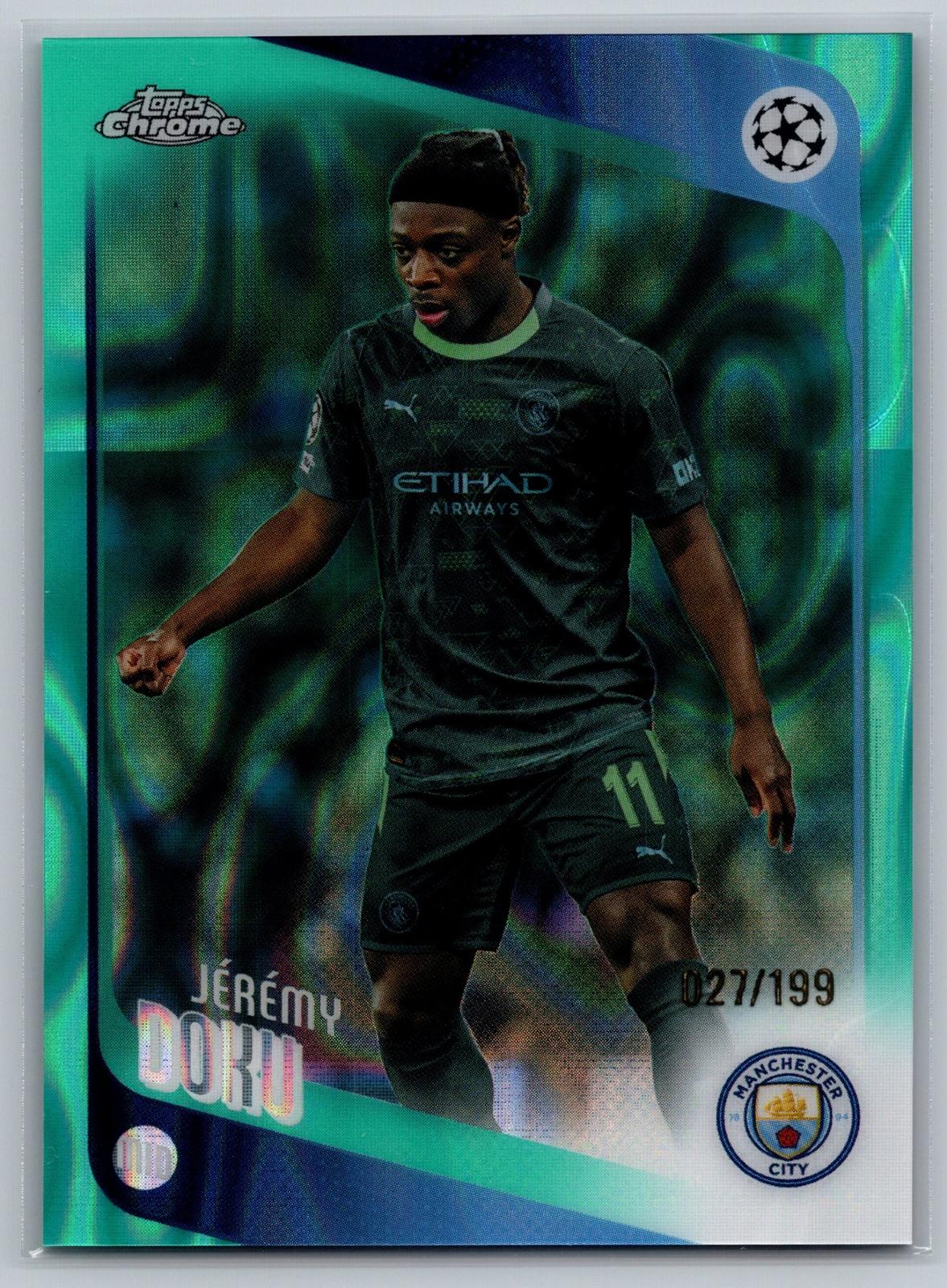 25-26 Topps Chrome UCC #47 Jérémy Doku Aqua Refractor
