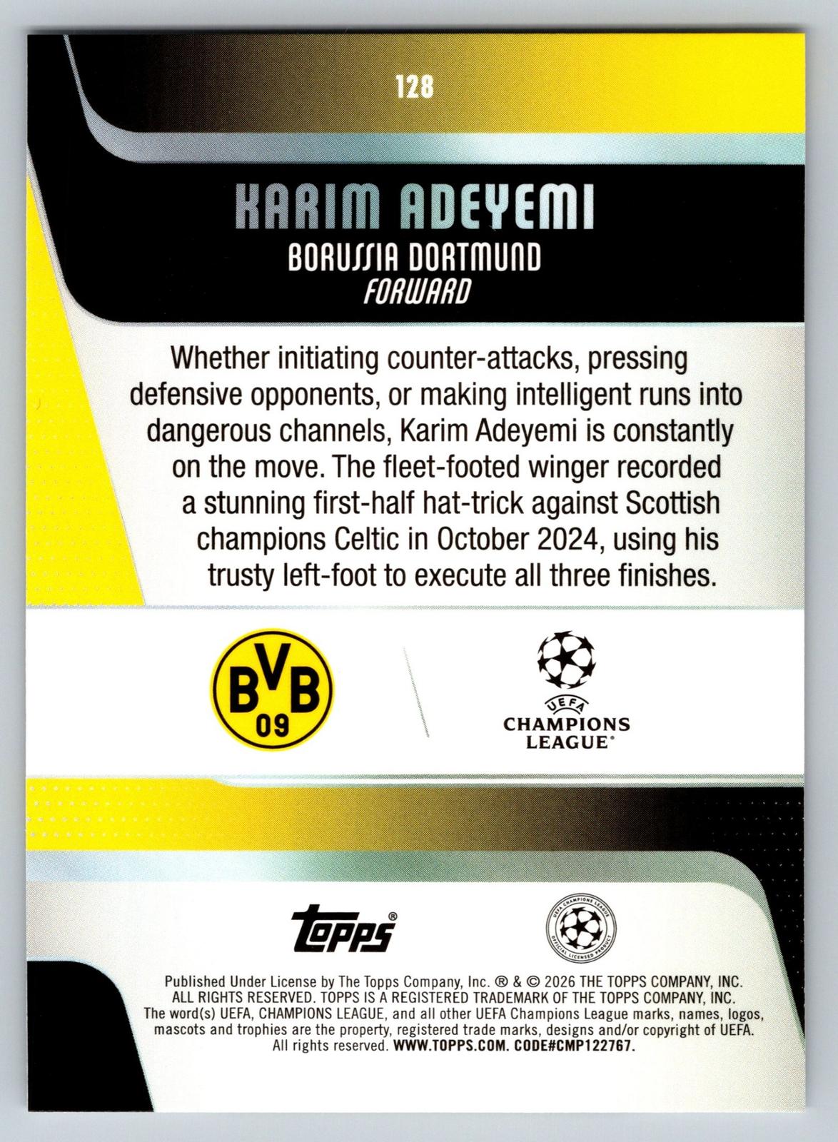 2025-26 Topps UEFA Club Competitions #128 Karim Adeyemi - Deck Pulse
