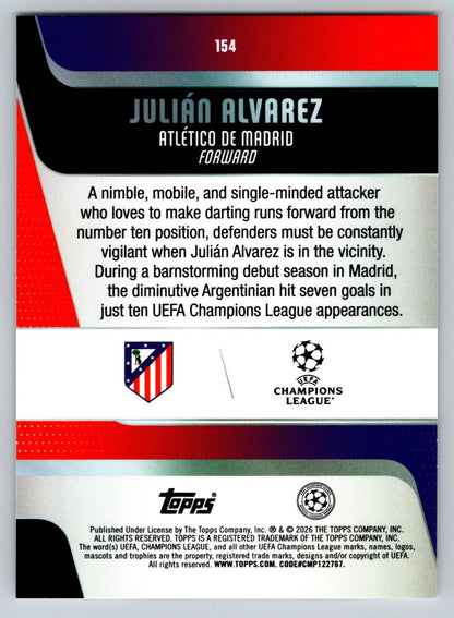 2025-26 Topps UEFA Club Competitions #154 Julián Alvarez - Deck Pulse