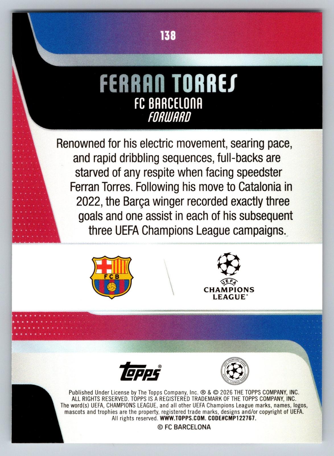2025-26 Topps UEFA Club Competitions #138 Ferran Torres - Deck Pulse