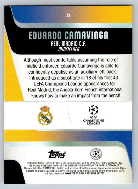 2025-26 Topps UEFA Club Competitions #31 Eduardo Camavinga - Deck Pulse