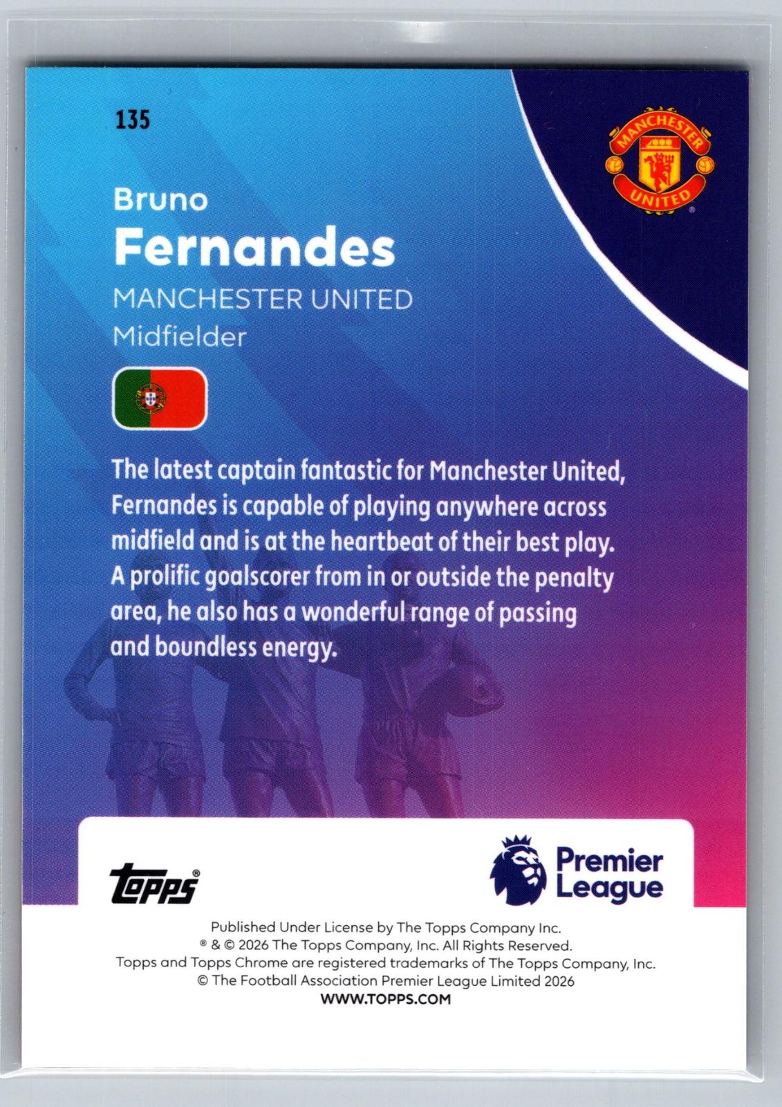 2025-26 Topps Chrome Premier League #135 Bruno Fernandes RayWave Refractor