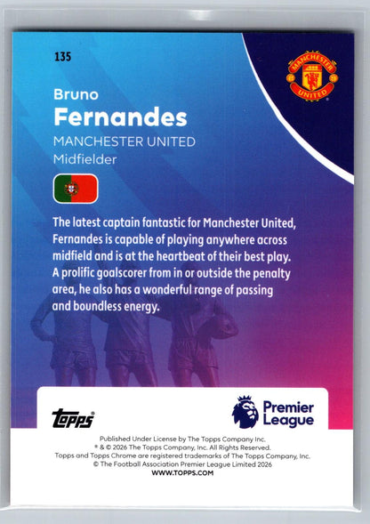 2025-26 Topps Chrome Premier League #135 Bruno Fernandes RayWave Refractor