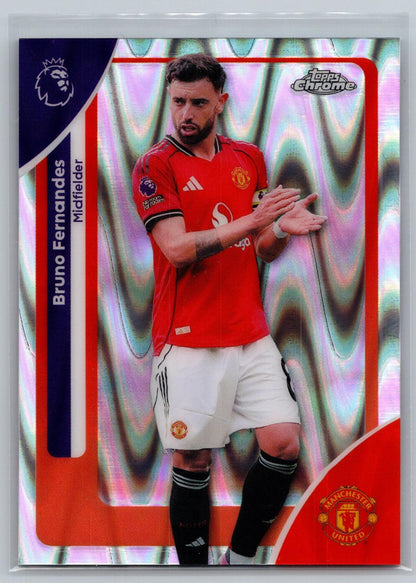 2025-26 Topps Chrome Premier League #135 Bruno Fernandes RayWave Refractor