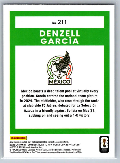 2025-26 Donruss Road to FIFA World Cup #211 Denzell Garcia Optic Ice