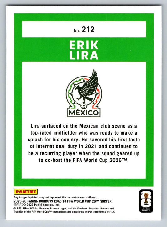 2025-26 Donruss Road to FIFA World Cup #212 Erik Lira RC - Deck Pulse