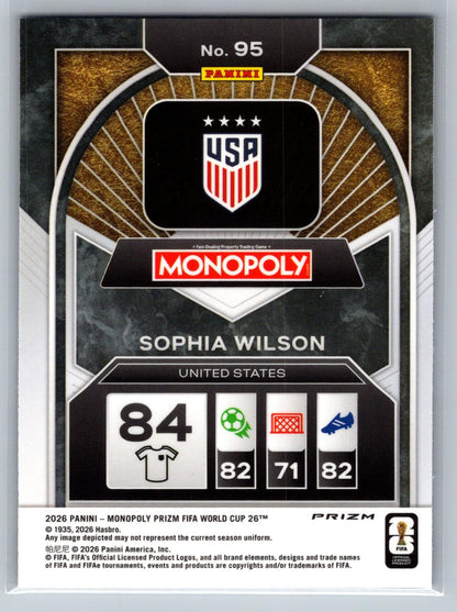 2026 Panini Prizm Monopoly WC #95 Sophia Wilson Four Corners Blue Wave Prizm - Deck Pulse