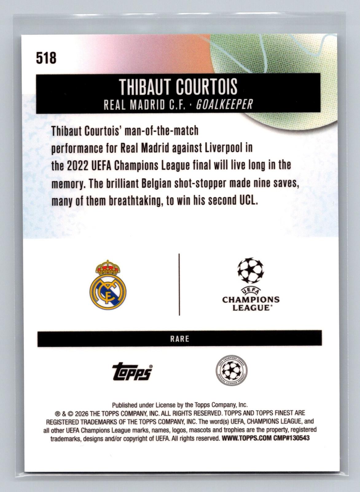 2025-26 Finest UCC #518 Thibaut Courtois - Deck Pulse