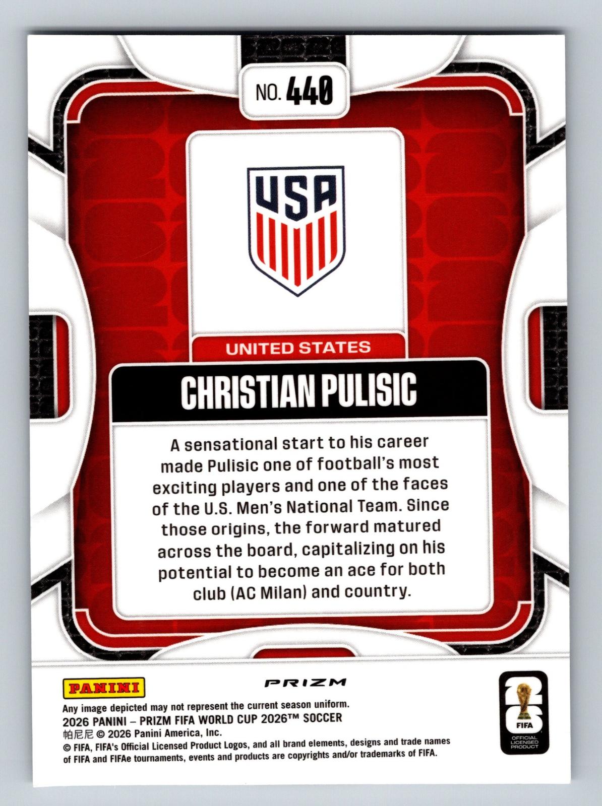 2026 Panini Prizm WC #440 Christian Pulisic Silver Prizm - Deck Pulse