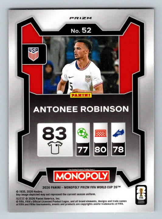 2026 Panini Prizm Monopoly WC #52 Antonee Robinson Four Corners Green Wave Prizm - Deck Pulse